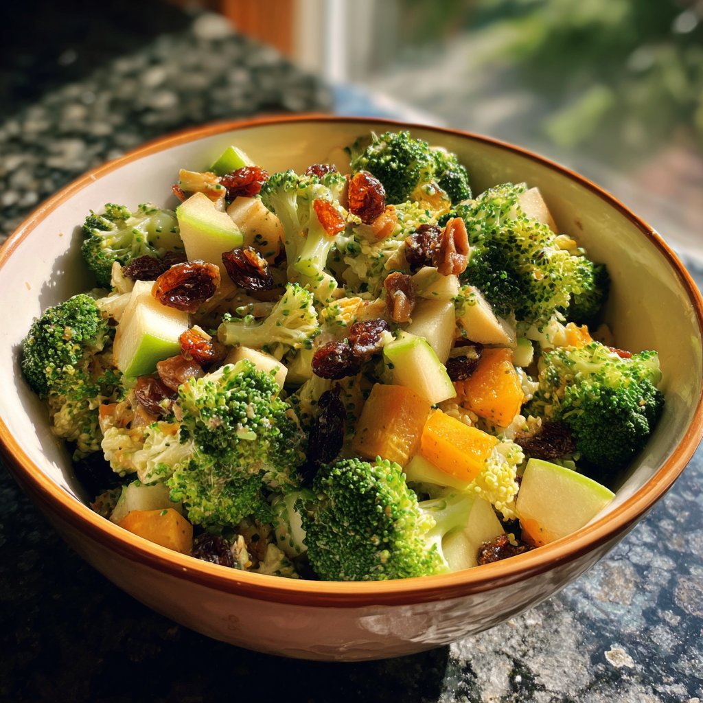 Broccoli Apple and Raisin Salad